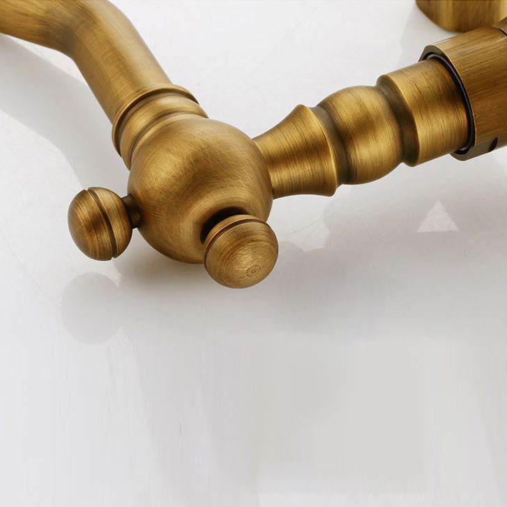 Vintage wall-mounted bathtub faucet with two cross handles – pure copper