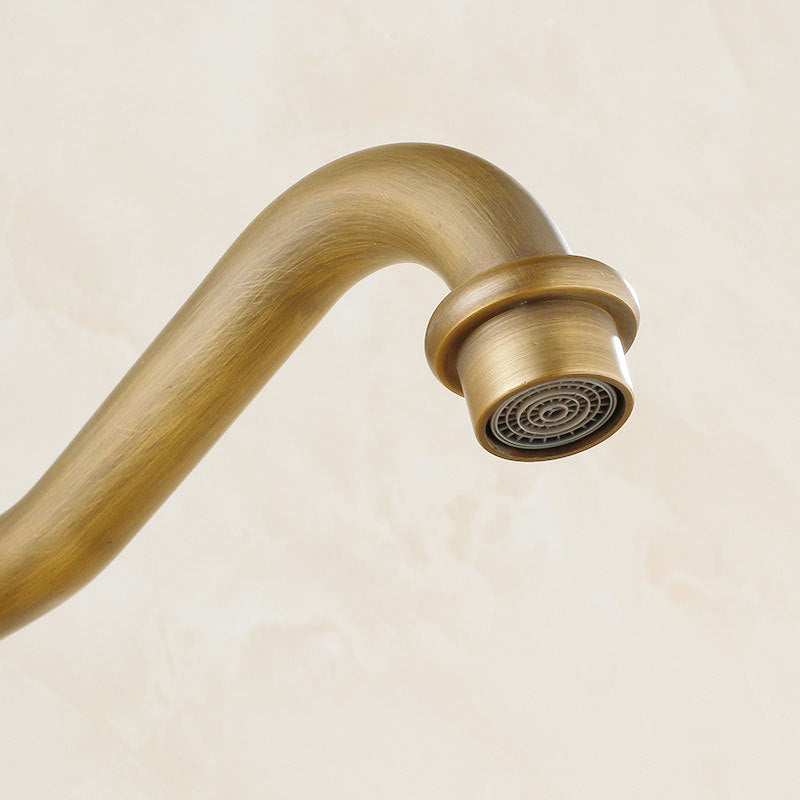 Vintage wall-mounted bathtub faucet with two cross handles – pure copper