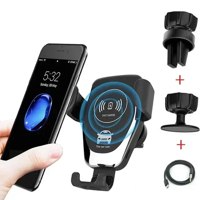 Voltano Auto Phone Holder with Wireless Fast Charging and Automatic Locking for Air Vent