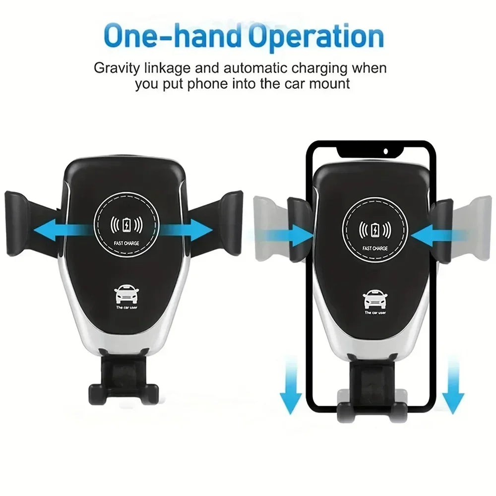 Voltano Auto Phone Holder with Wireless Fast Charging and Automatic Locking for Air Vent
