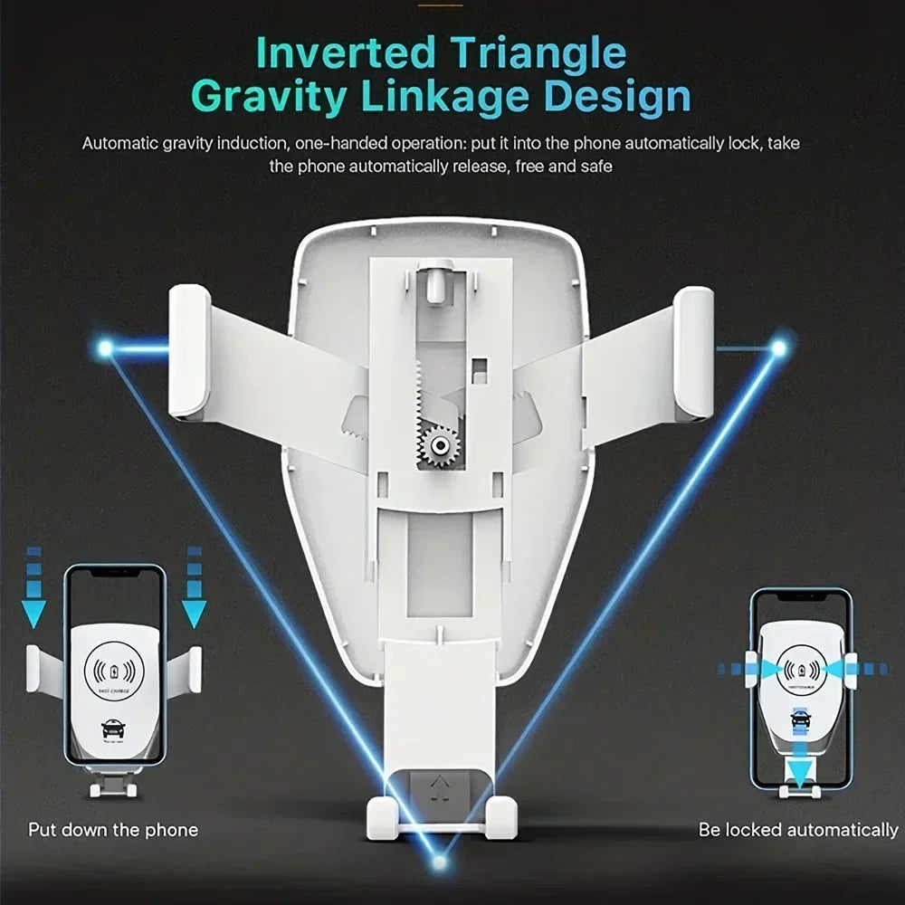 Voltano Auto Phone Holder with Wireless Fast Charging and Automatic Locking for Air Vent