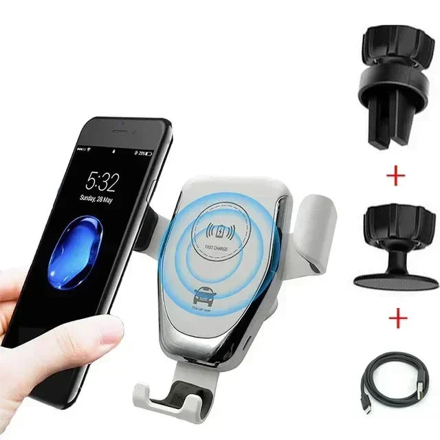 Voltano Auto Phone Holder with Wireless Fast Charging and Automatic Locking for Air Vent