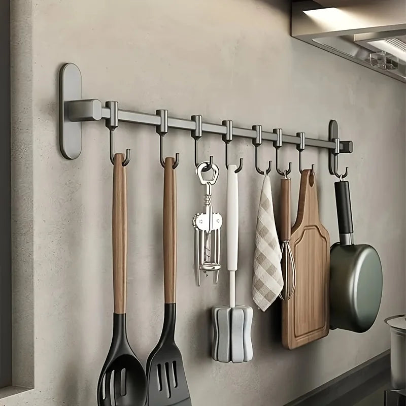 Wall-Mounted Kitchen Storage Rack for Pot Lids and Utensils