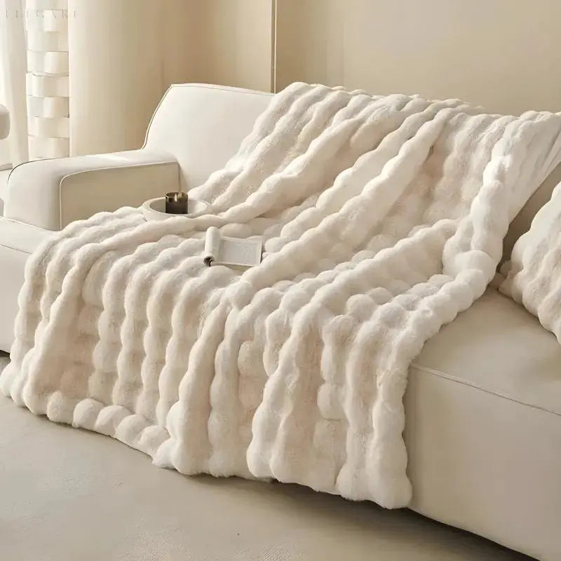 Warming Bubble Blanket – Plush Winter Throw for Sofa & Bed