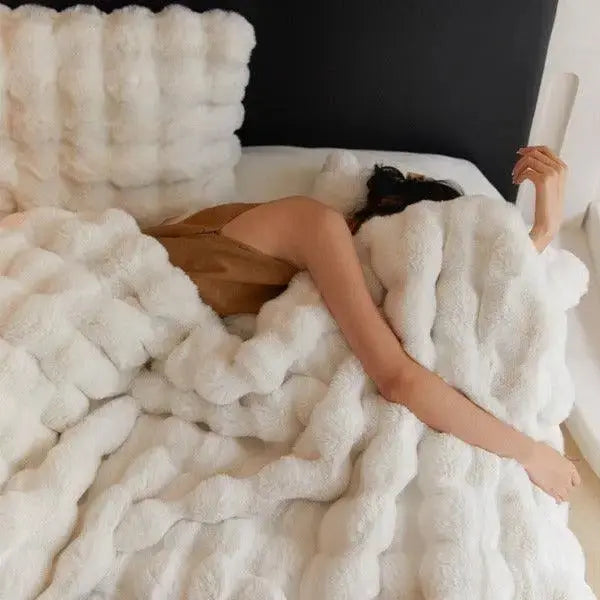 Warming Bubble Blanket – Plush Winter Throw for Sofa & Bed