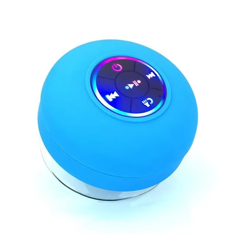 Waterproof Portable Bluetooth Speaker with LED Lights and Suction Cup
