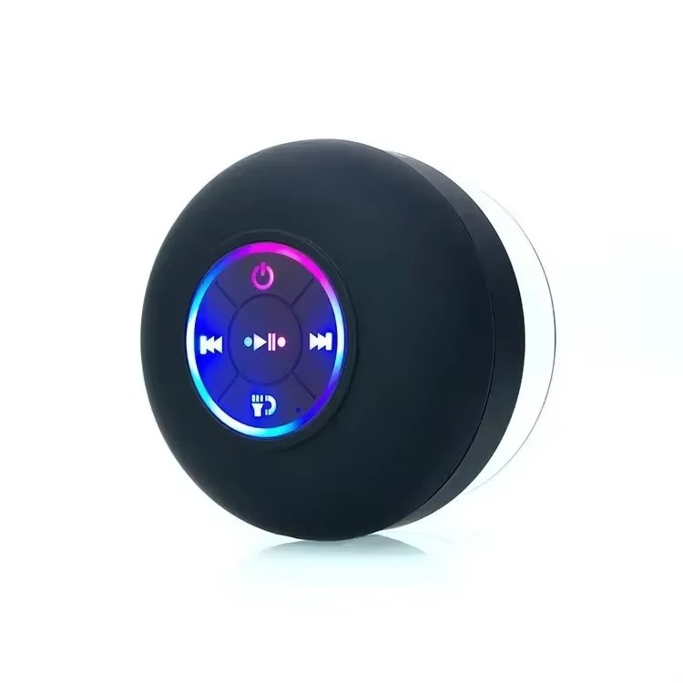 Waterproof Portable Bluetooth Speaker with LED Lights and Suction Cup