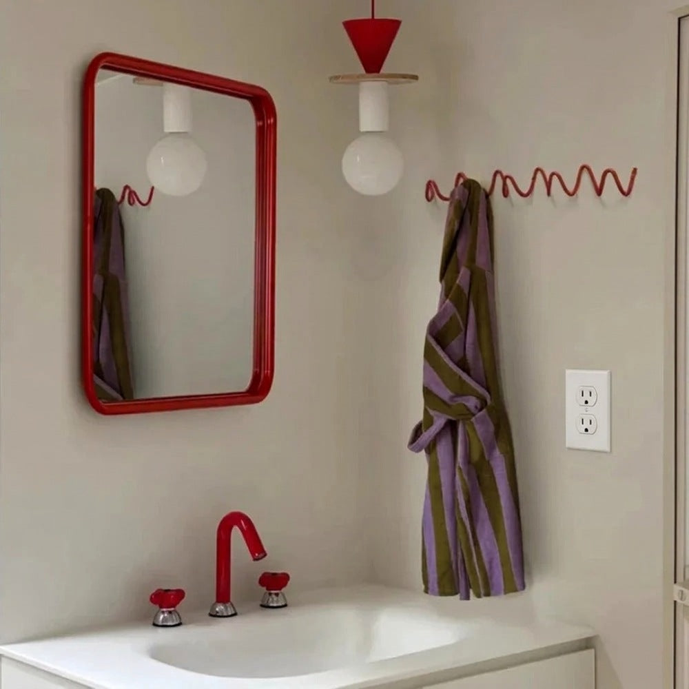 Wave Wall Mounted Coat Rack – Iron Hook Rail with 3 or 5 Hooks & Screws Included, 6 Colors, 13 or 22 Inches