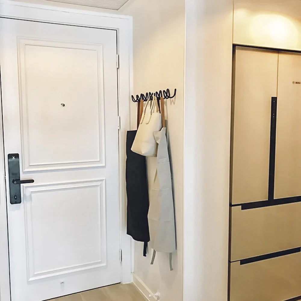 Wave Wall Mounted Coat Rack – Iron Hook Rail with 3 or 5 Hooks & Screws Included, 6 Colors, 13 or 22 Inches