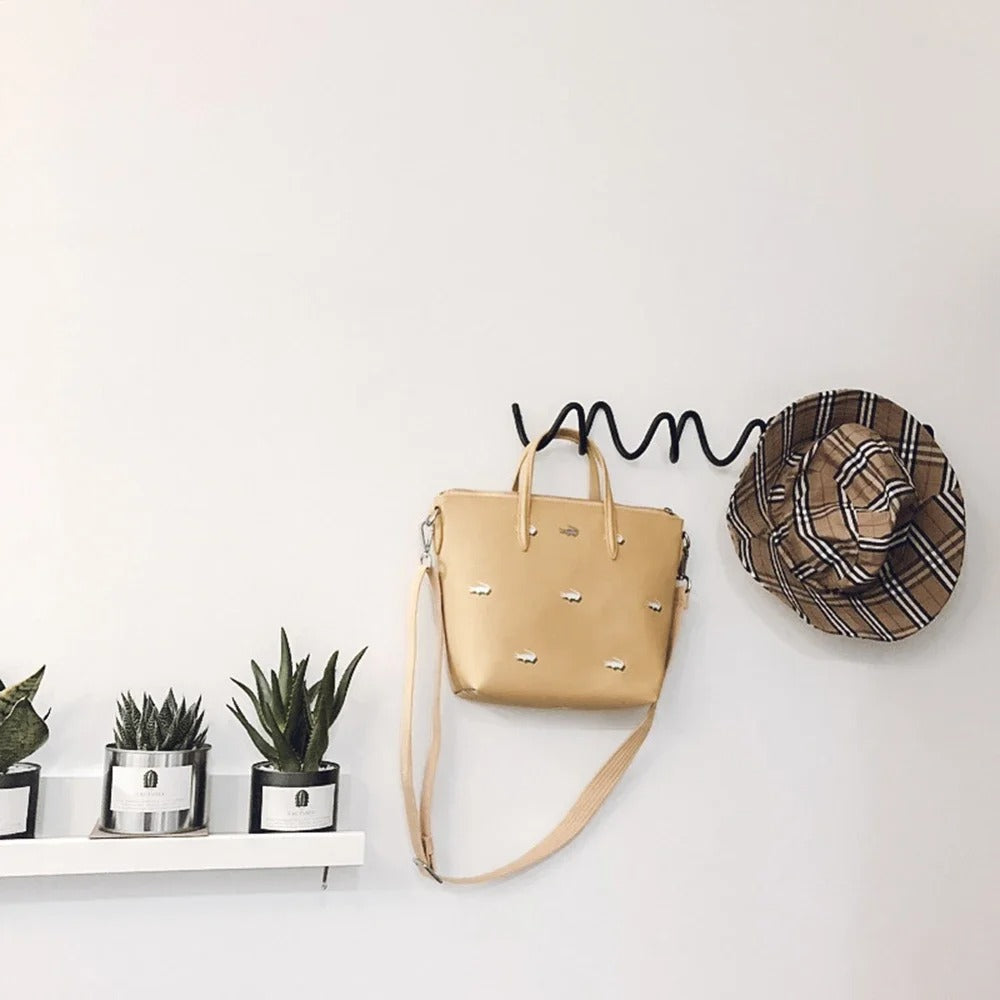 Wave Wall Mounted Coat Rack – Iron Hook Rail with 3 or 5 Hooks & Screws Included, 6 Colors, 13 or 22 Inches