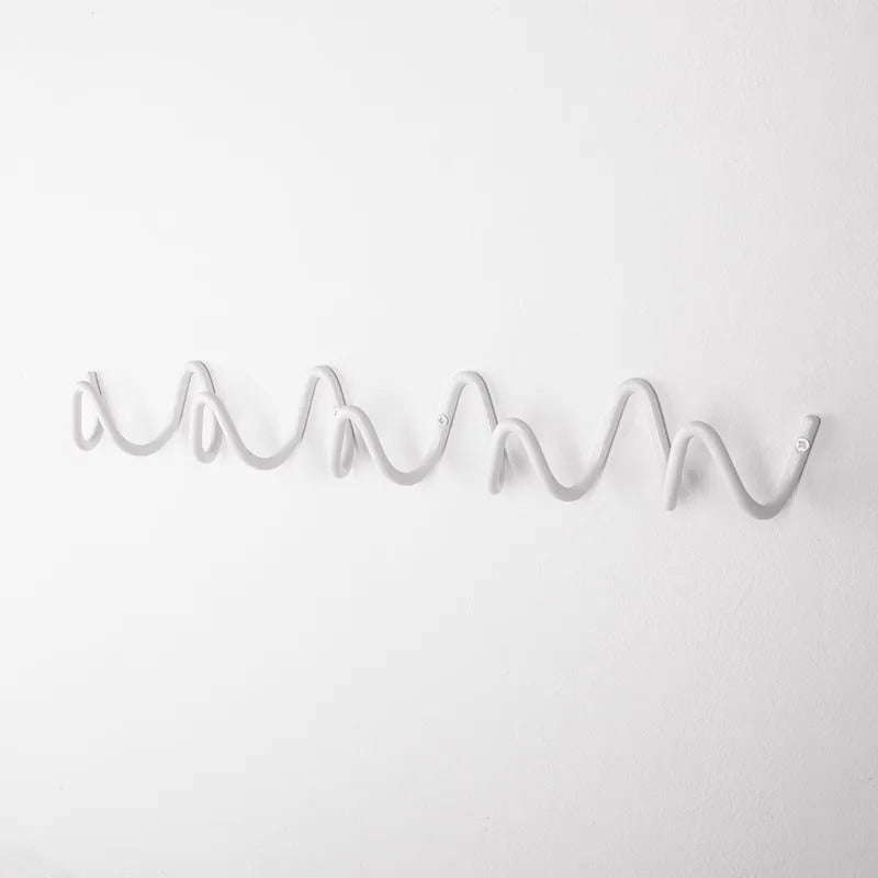Wave Wall Mounted Coat Rack – Iron Hook Rail with 3 or 5 Hooks & Screws Included, 6 Colors, 13 or 22 Inches