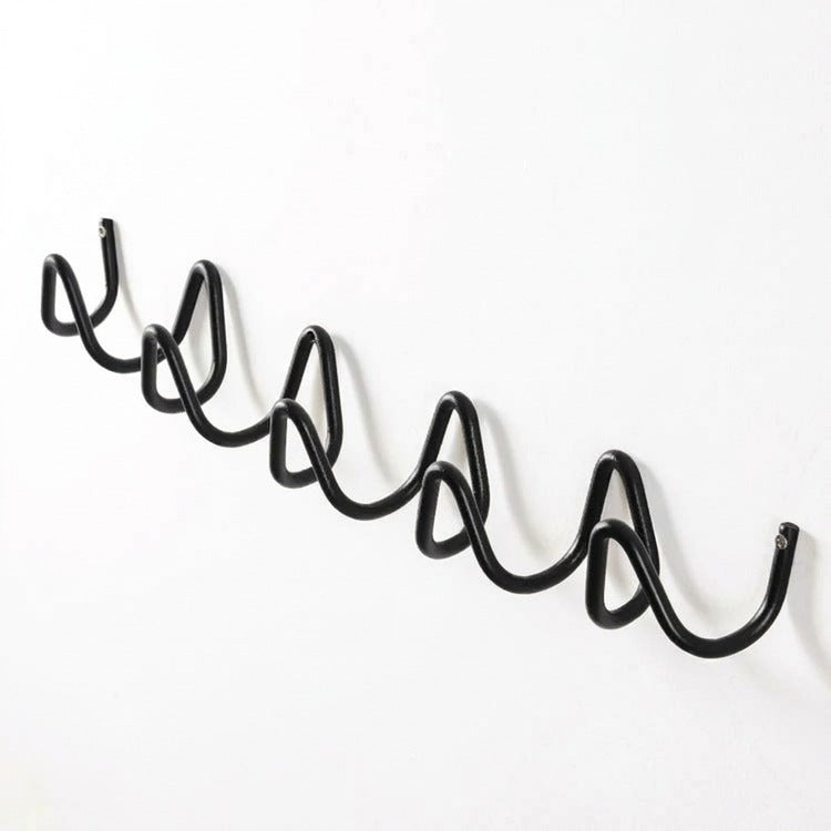 Wave Wall Mounted Coat Rack – Iron Hook Rail with 3 or 5 Hooks & Screws Included, 6 Colors, 13 or 22 Inches