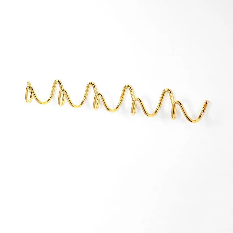 Wave Wall Mounted Coat Rack – Iron Hook Rail with 3 or 5 Hooks & Screws Included, 6 Colors, 13 or 22 Inches