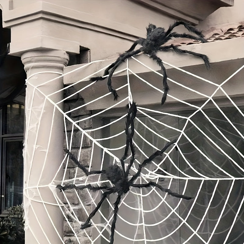 WebCreeper Halloween Decoration Set – 2 Giant Spiders 20" with Stretchy Spider Web