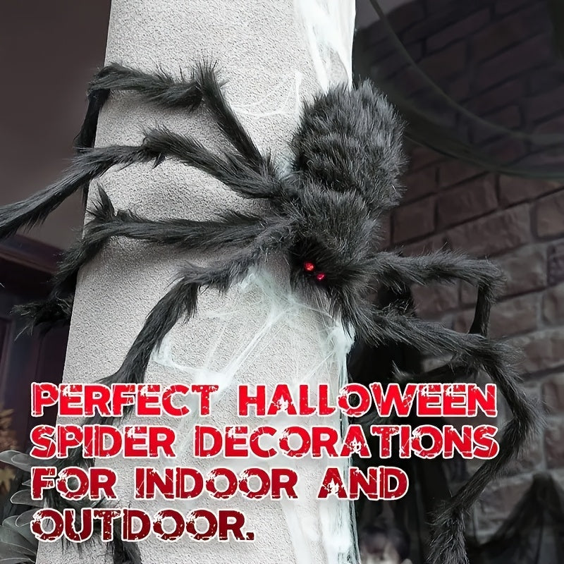 WebCreeper Halloween Decoration Set – 2 Giant Spiders 20" with Stretchy Spider Web