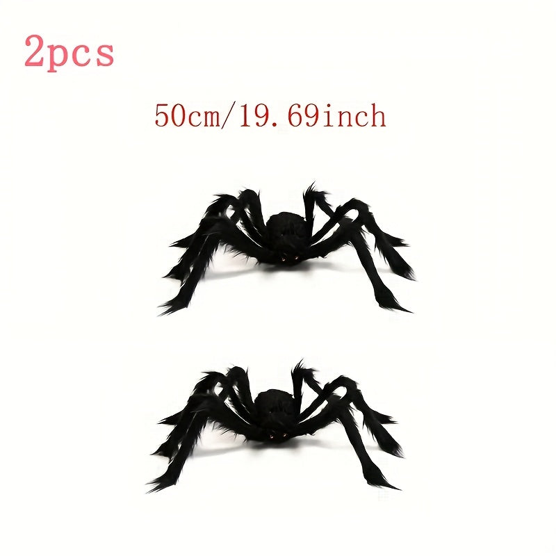 WebCreeper Halloween Decoration Set – 2 Giant Spiders 20" with Stretchy Spider Web