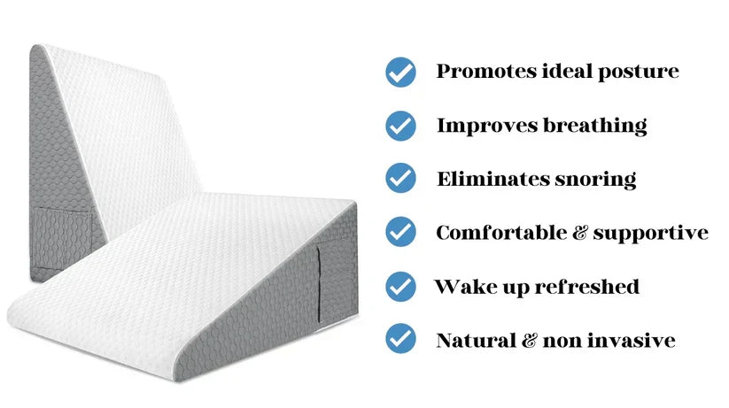 Wedge Pillow for Sleep Apnea – Elevates Head, Reduces Snoring & Acid Reflux for Restful Sleep