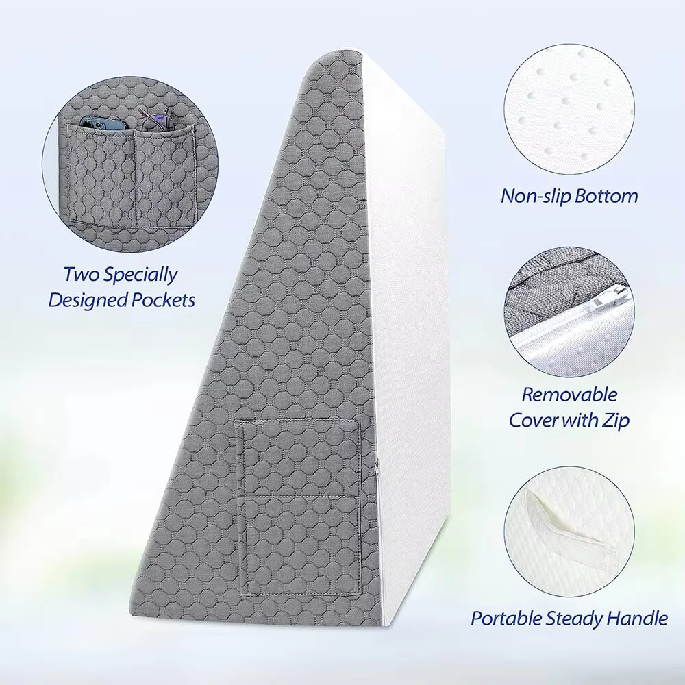 Wedge Pillow for Sleep Apnea – Elevates Head, Reduces Snoring & Acid Reflux for Restful Sleep