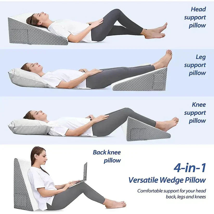 Wedge Pillow for Sleep Apnea – Elevates Head, Reduces Snoring & Acid Reflux for Restful Sleep