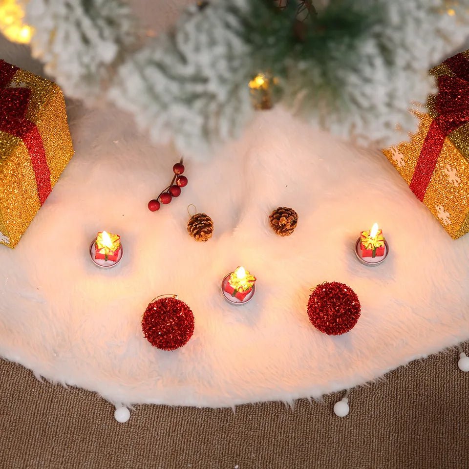 White Faux Fur Christmas Tree Skirt – Elegant Plush Holiday Décor