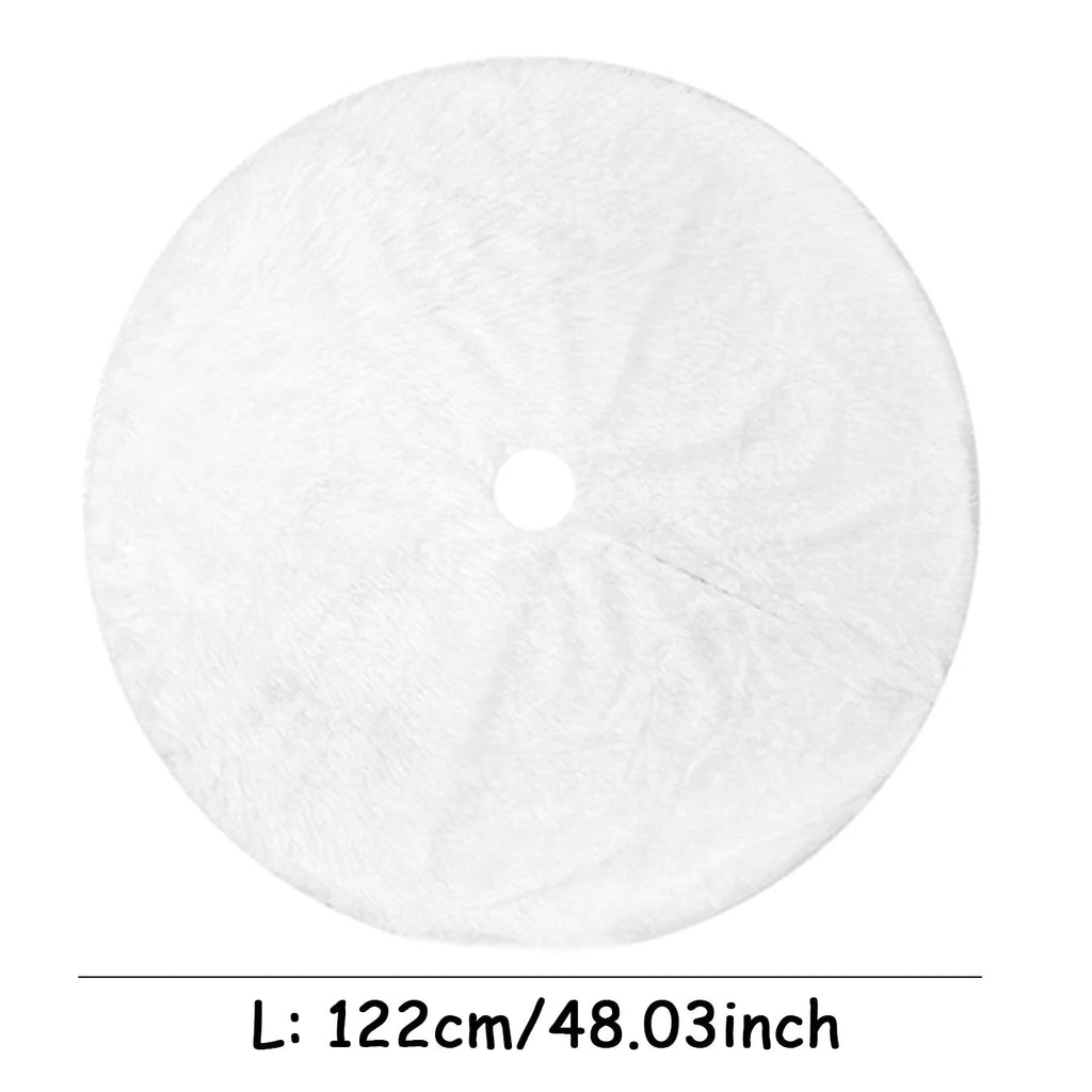 White Faux Fur Christmas Tree Skirt – Elegant Plush Holiday Décor