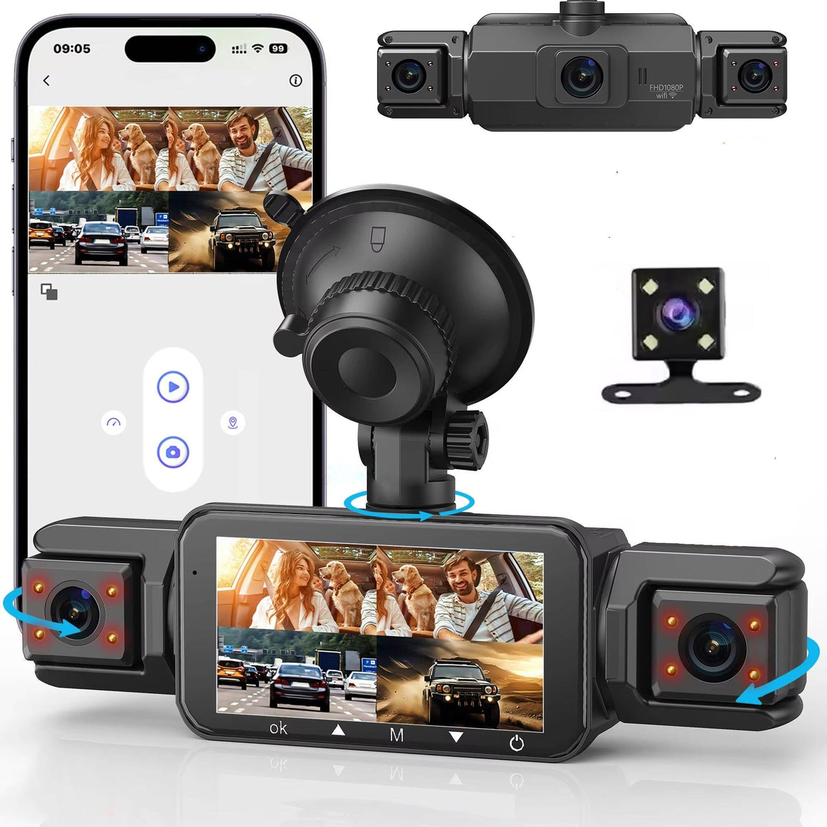 Wireless Car Dash Cam Front And Rear With Night Vision
