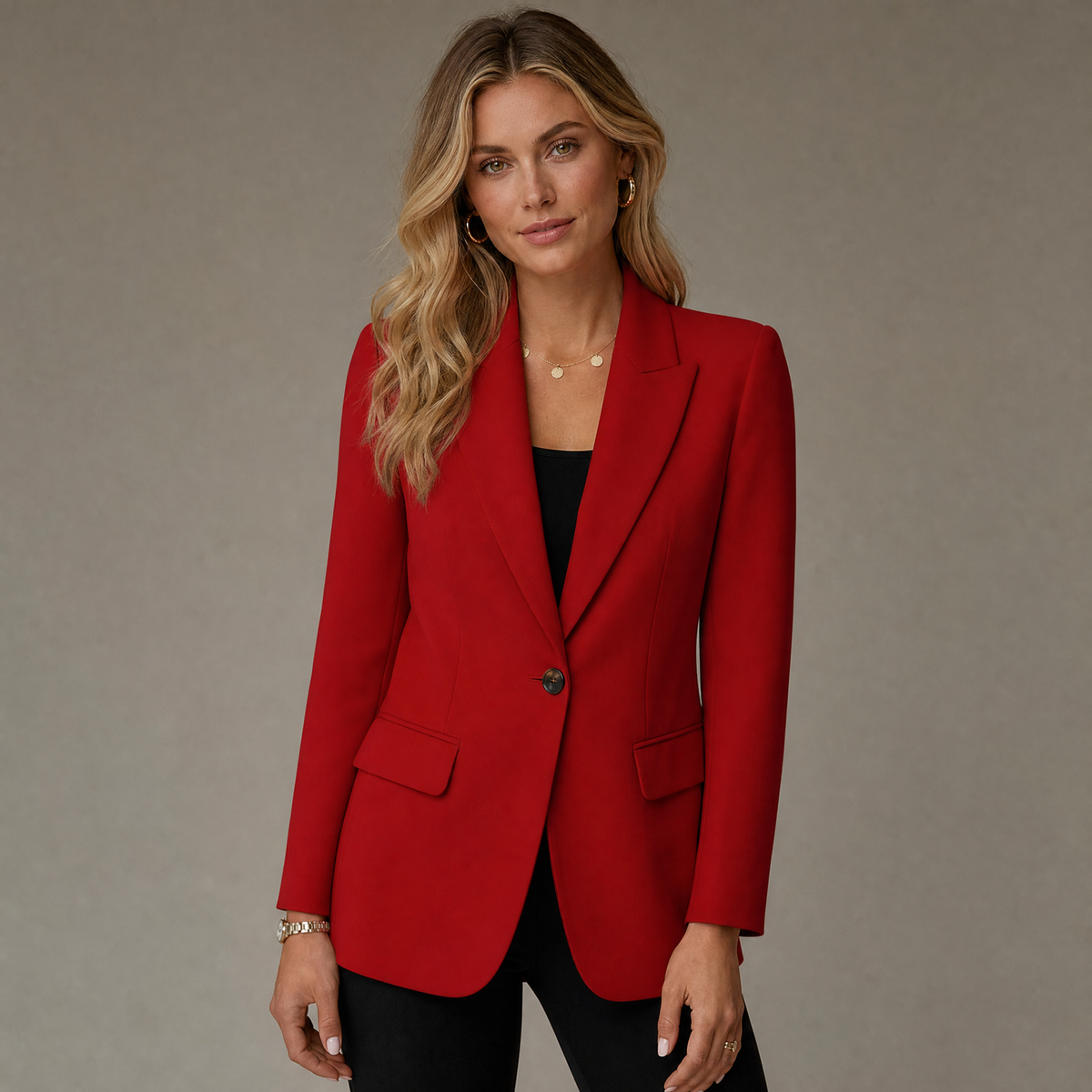 Women's blazer, single-breasted with lapels and flap pockets, smart jacket in a relaxed fit, 6 colors, sizes S to 3XL
