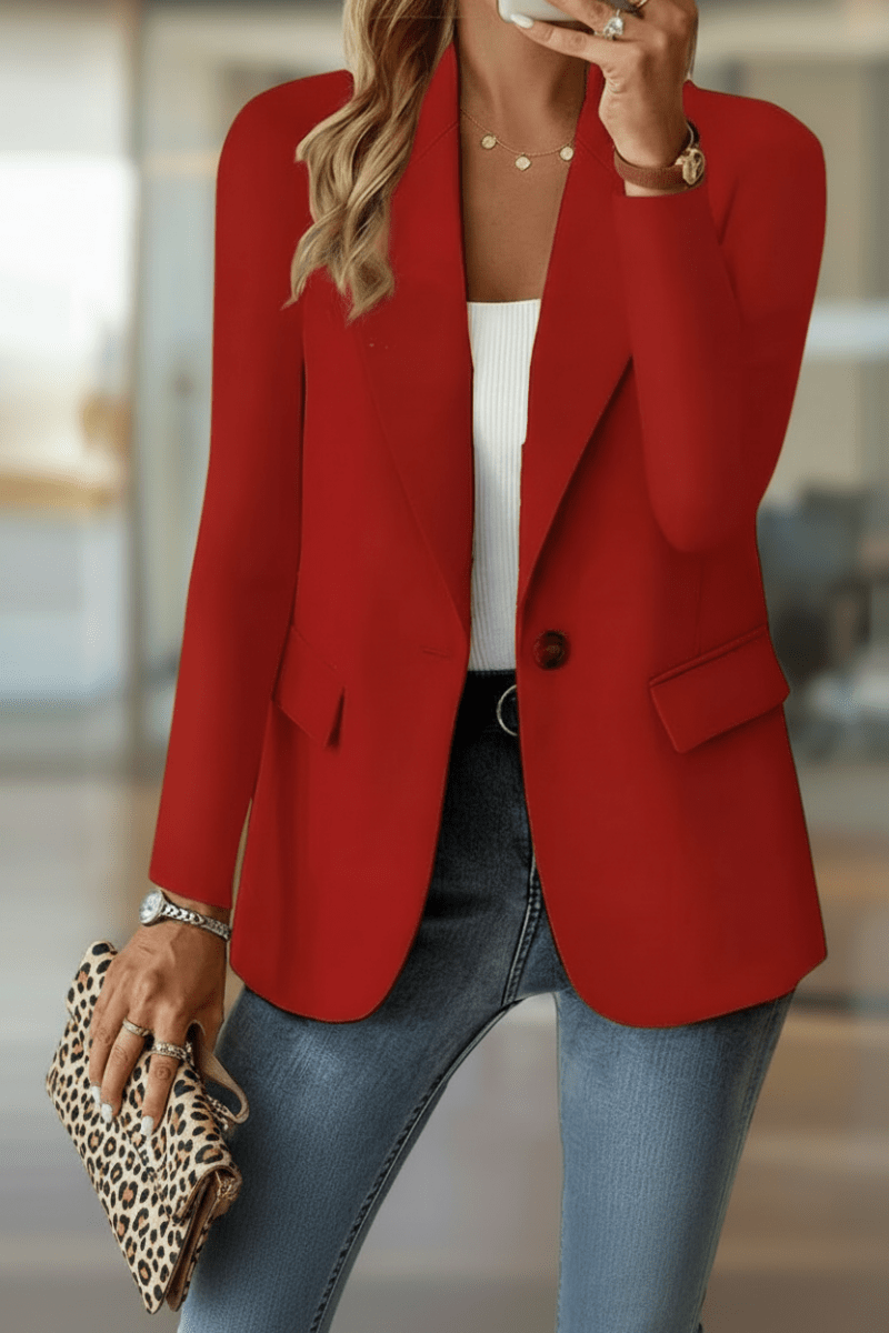 Women's blazer, single-breasted with lapels and flap pockets, smart jacket in a relaxed fit, 6 colors, sizes S to 3XL