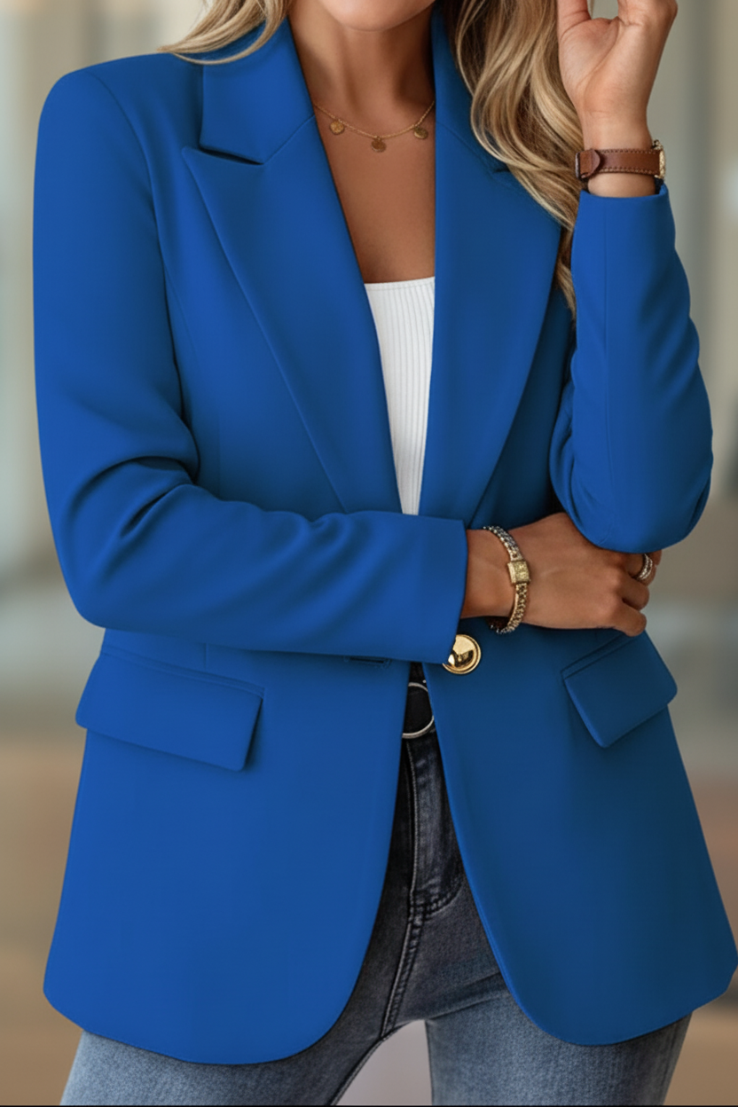 Women's blazer, single-breasted with lapels and flap pockets, smart jacket in a relaxed fit, 6 colors, sizes S to 3XL