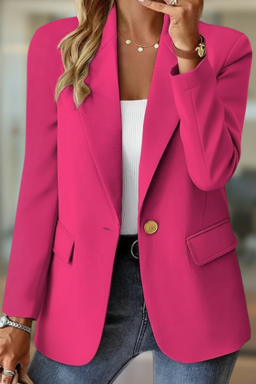 Women's blazer, single-breasted with lapels and flap pockets, smart jacket in a relaxed fit, 6 colors, sizes S to 3XL