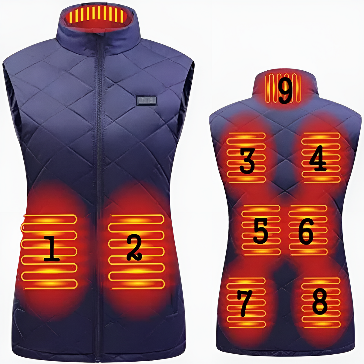 Women's heated vest with dual control and 9 heating zones – comfort and warmth for every season