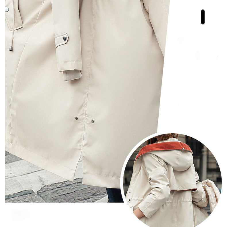 Women's hooded winter parka with faux fur collar
