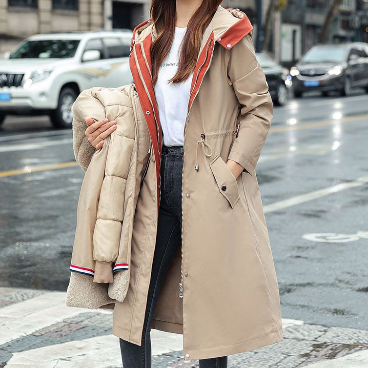 Women's hooded winter parka with faux fur collar