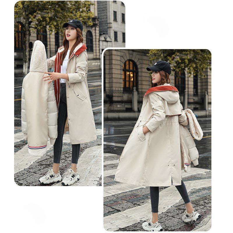 Women's hooded winter parka with faux fur collar
