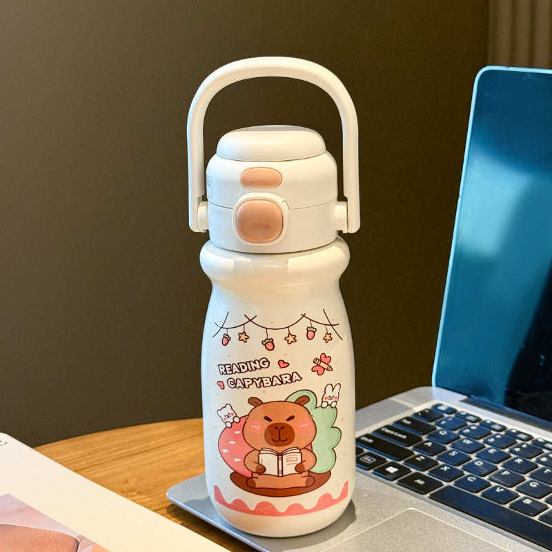Women's insulated water bottle with playful animal design