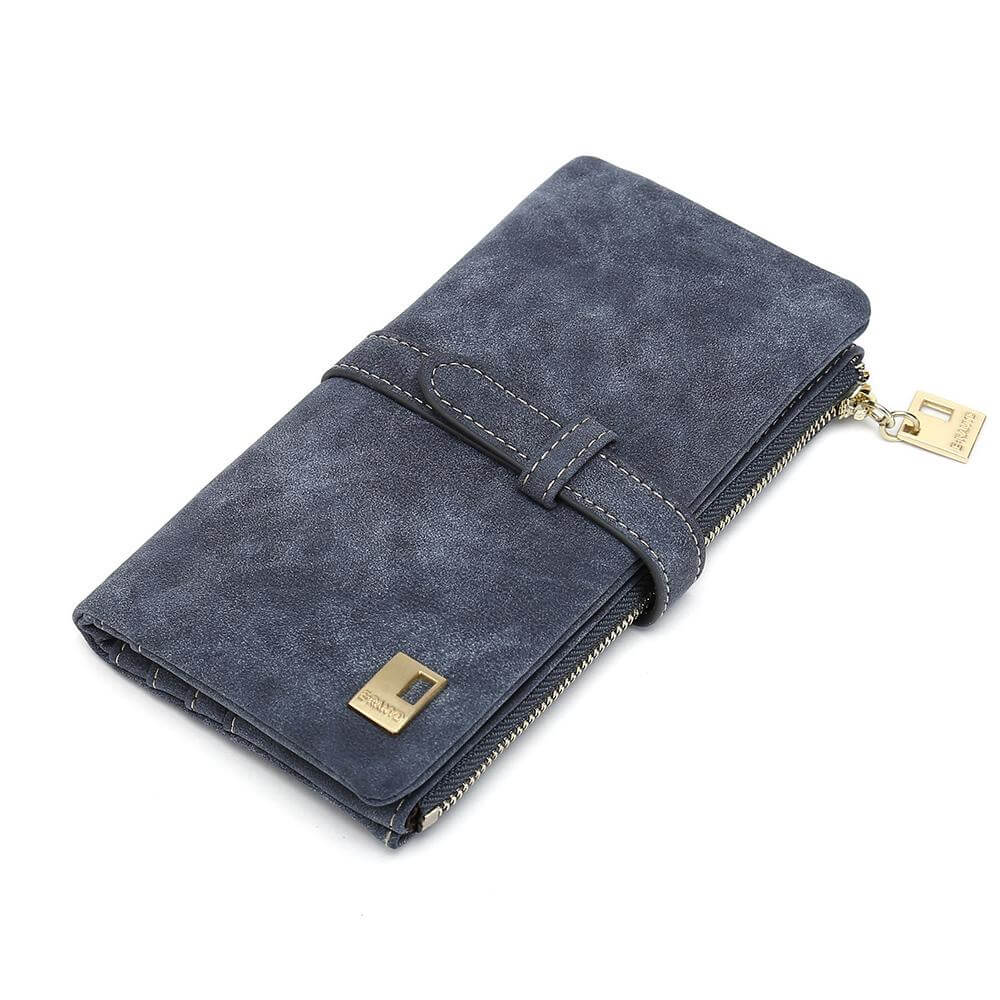 Women's Long Leather Wallet with Phone Pocket