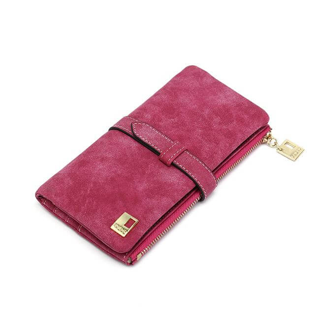 Women's Long Leather Wallet with Phone Pocket