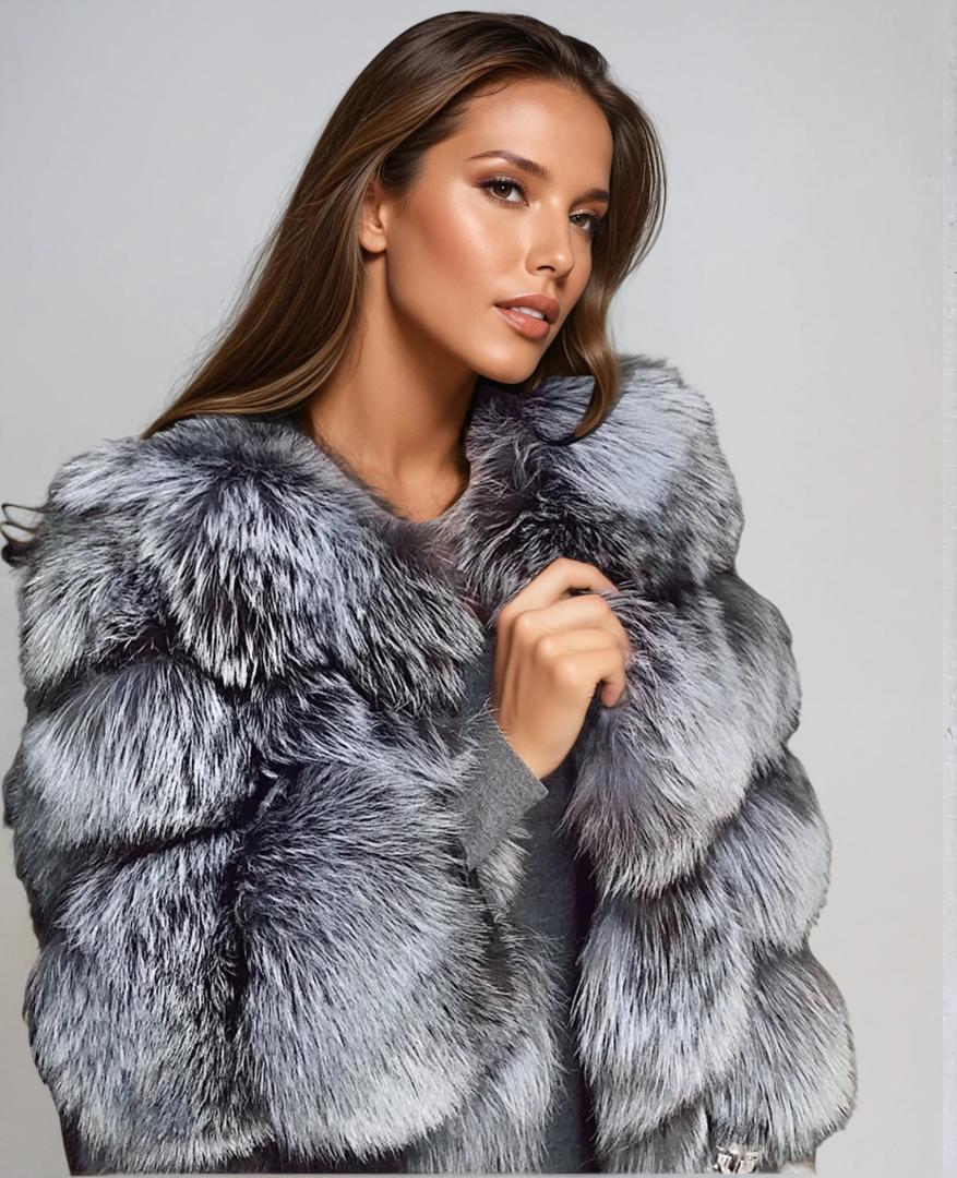 Women's Long Sleeve Faux Fur Jacket