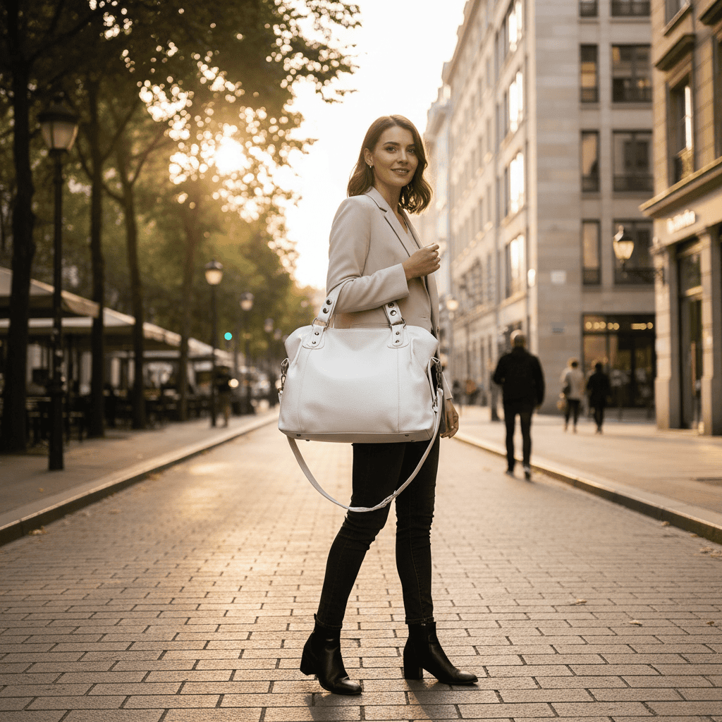 Women's Soft Faux Leather Tote Bag with Multiple Compartments