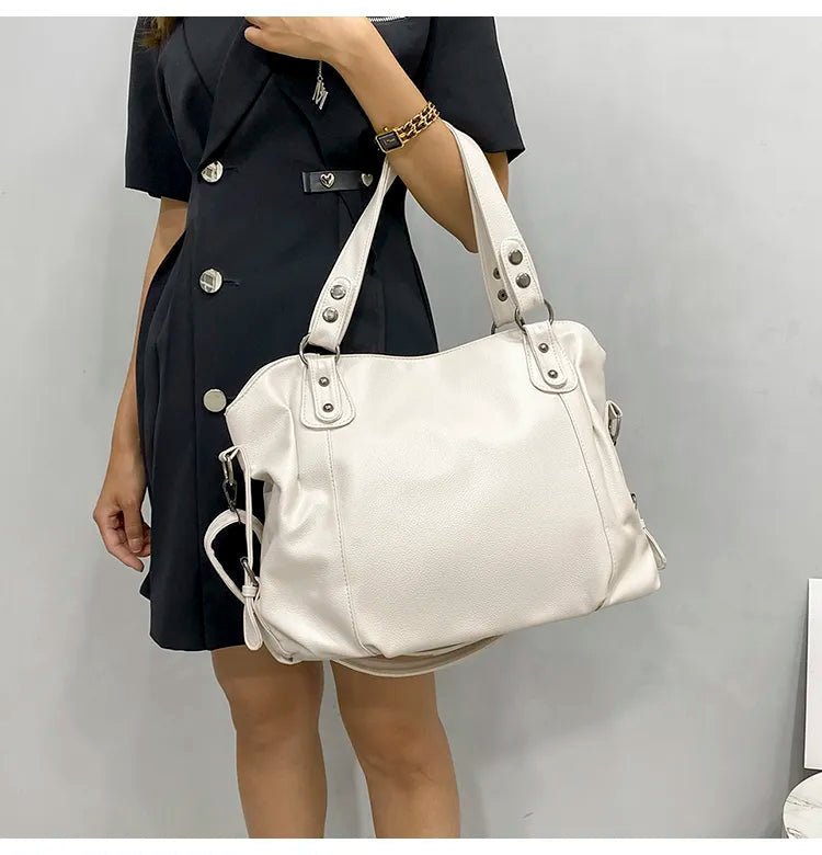 Women's Soft Faux Leather Tote Bag with Multiple Compartments