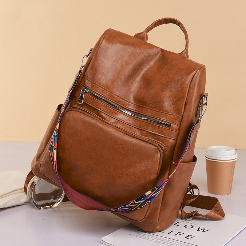 Women's Waterproof Travel Backpack – Large Capacity PU Leather