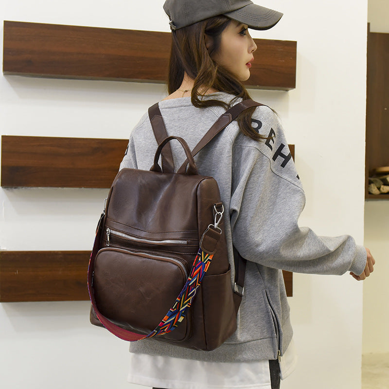 Women's Waterproof Travel Backpack – Large Capacity PU Leather