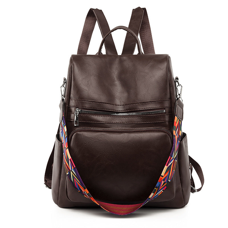 Women's Waterproof Travel Backpack – Large Capacity PU Leather