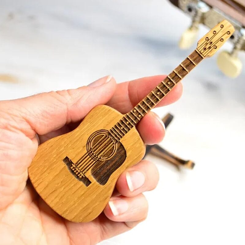 Wooden Acoustic Guitar Pick Box with Stand