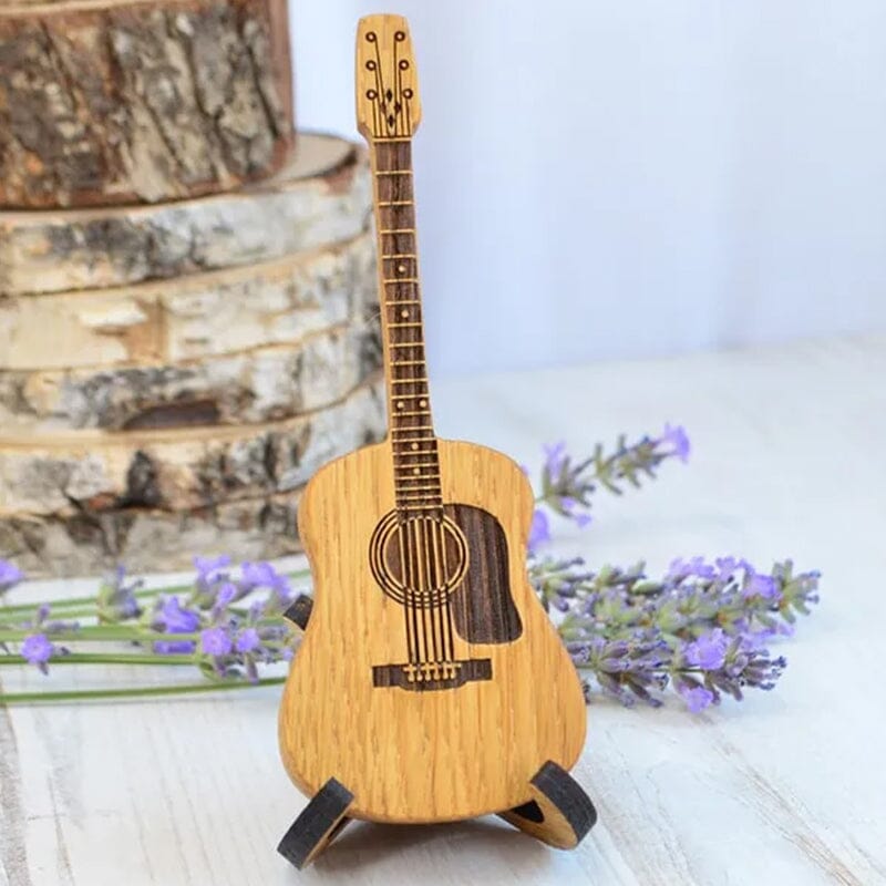 Wooden Acoustic Guitar Pick Box with Stand