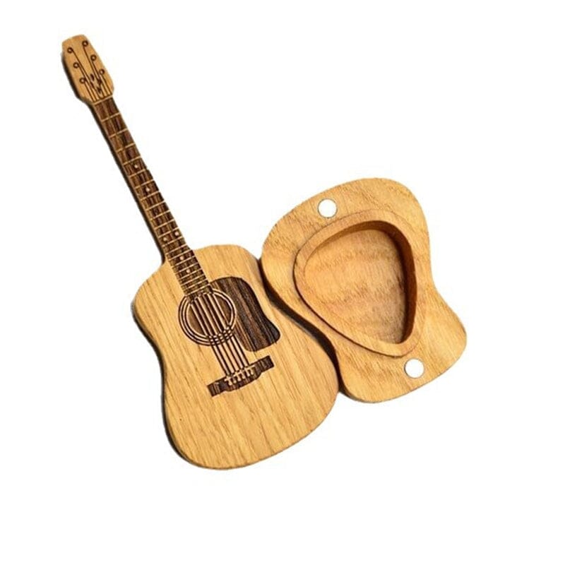 Wooden Acoustic Guitar Pick Box with Stand