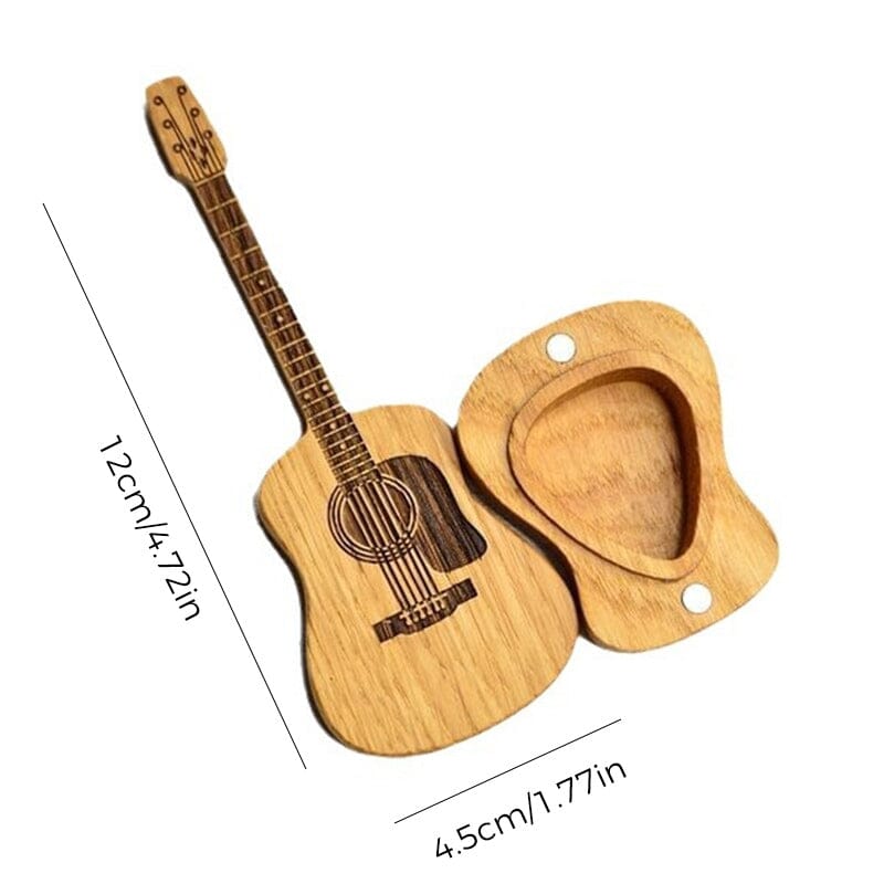 Wooden Acoustic Guitar Pick Box with Stand