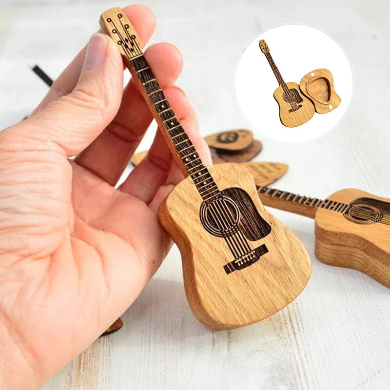 Wooden Acoustic Guitar Pick Box with Stand