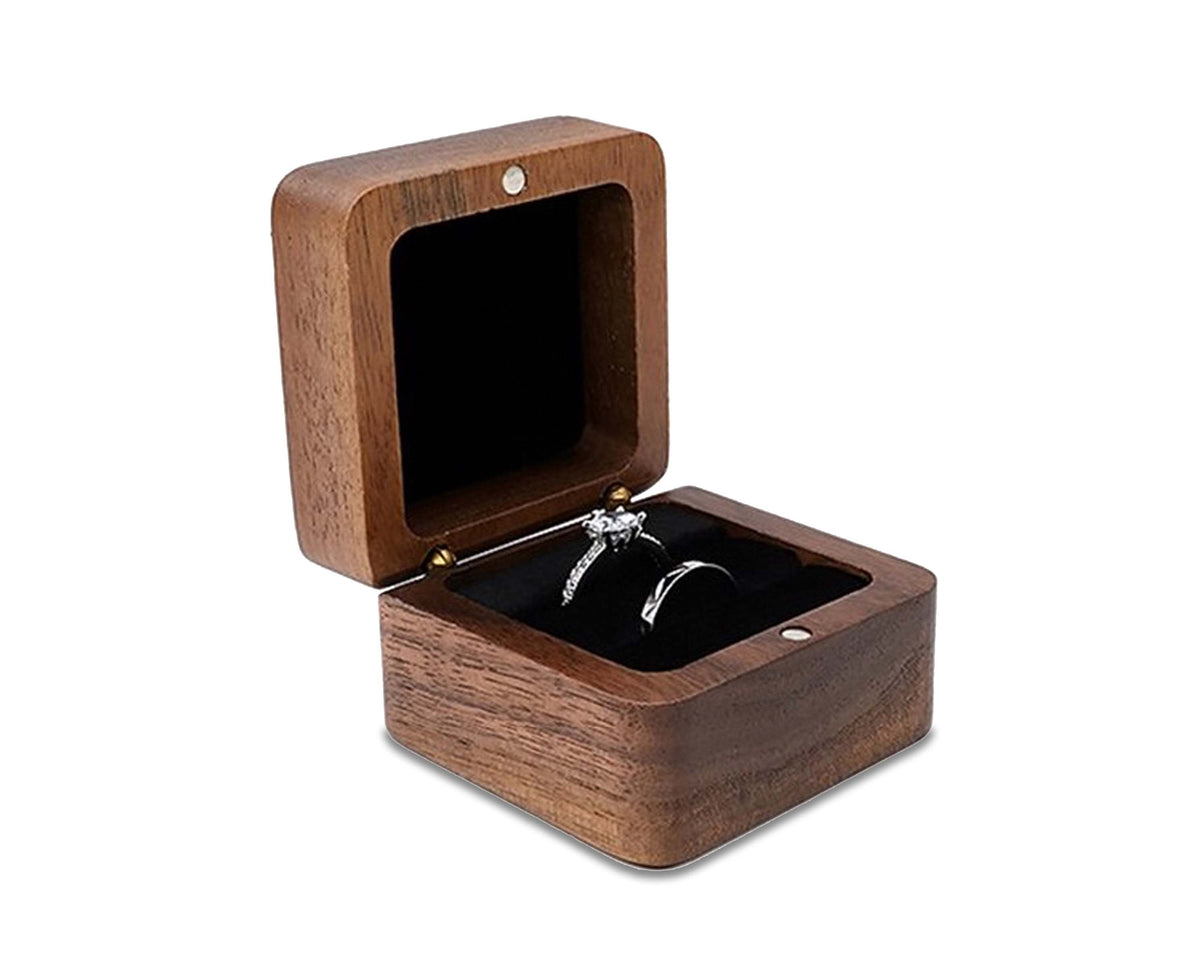 Wooden Ring Box – Wedding Ring Holder & Jewelry Storage