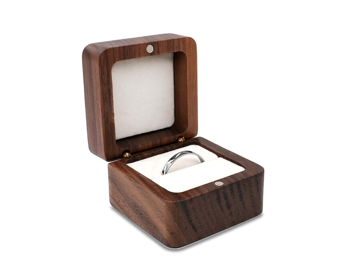 Wooden Ring Box – Wedding Ring Holder & Jewelry Storage